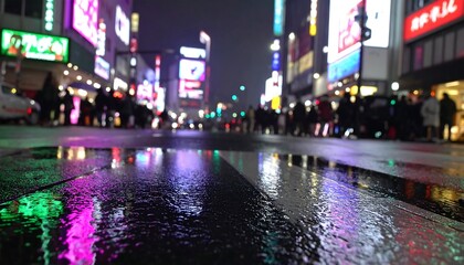 Neon Rain &ndash; Shibuya Backstreet Reflecting Retro Holograms