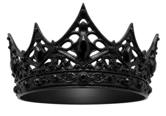 Isolated Ornate Black Crown with Gemstones