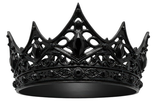 Isolated Ornate Black Crown with Gemstones