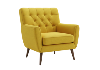 Isolated Yellow Textile Armchair