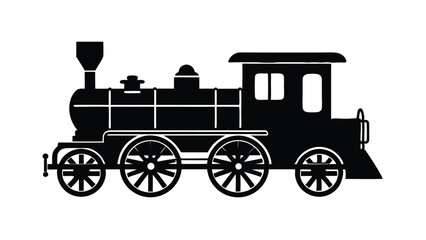 vector illustration A black silhouette showcasing classic locomotive features, ideal for vintage transportation themes. 