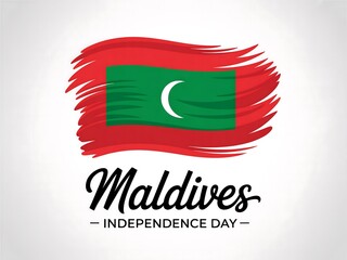 Maldives independence day celebration with flag in brush stroke style illustration