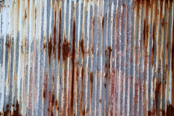 Old and rusty zinc sheet wall