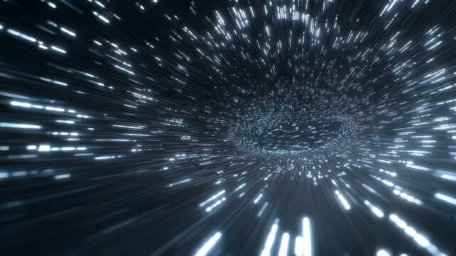 Immersive Cyber Tunnel Animation with Data Flow Effects