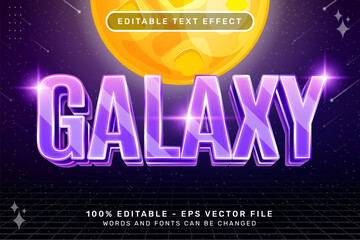 galaxy text effect and editable text effect with retro space illustrations and neon lights
