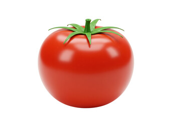 Isolated Round Red Tomato with Green Stem
