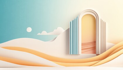 A horizontal illustration for Happiness Happens Day, showing a single open window with sunlight streaming in and soft curtains gently flowing. 