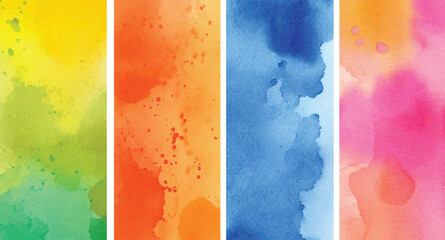 Vibrant Watercolor Texture Set Yellow Green Orange Red Blue Pink Abstract Backgrounds Digital Papers Design Elements