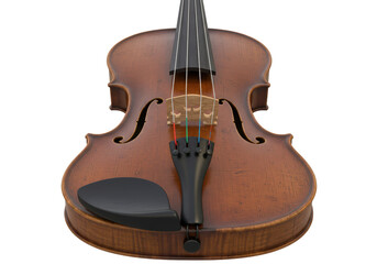 Isolated Antique Violin Detailed Close-up View