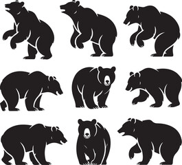 Bear wild animal silhouettes
