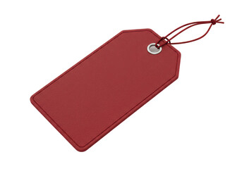 Isolated Blank Red Leather Price Tag