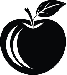 apple silhouette icon, minimalist apple vector, black and white apple