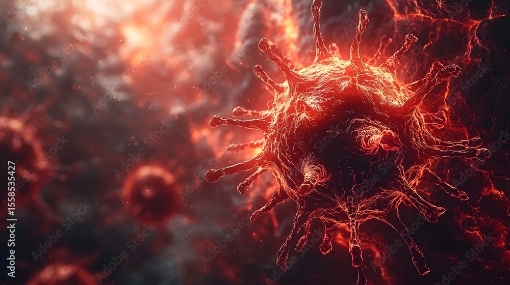Poster a pulsating bioluminescent virus with an alien like structure