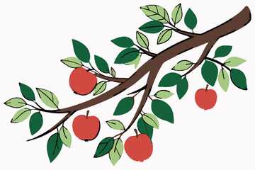 Flat Style Apple Branches Vector Art