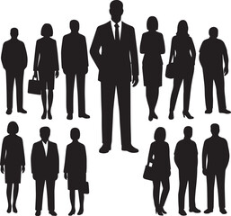 Leadership in Focus  Silhouettes of Corporate Unity black and white silhouettes business silhouette