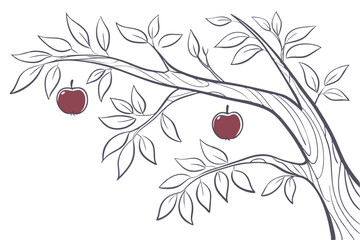 Minimal Apple Tree Branch Illustration