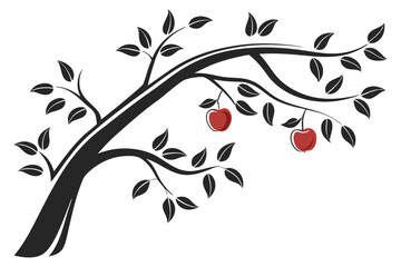 Flat Apple Tree Branches Icon Vector