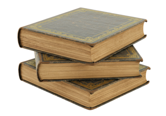 Isolated Stack of Antique Leather Bound Books