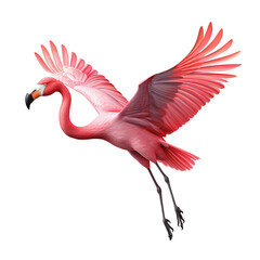 Flamingo Flying isolated on a transparent background