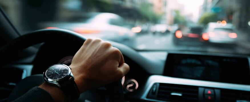 The wristwatch reflecting the thrill of urban driving in a bustling city - Powered by Adobe