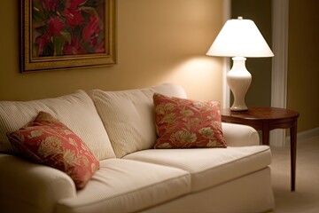 Cozy living room at night