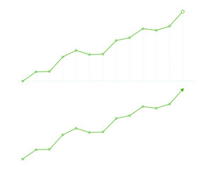 Growing simple flat green chart graph. Business graph symbol with arrows for statistics, analytics, progress, financial growth, or data increase concepts. Vector illustration © ptgregus