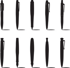 Collection of vector icons for writing and artistic tools pen, pencil, marker, paintbrush