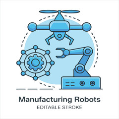 Modern industrial robots and automation in manufacturing processes