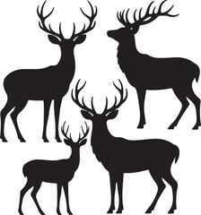 Deer collection - vector silhouette
