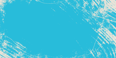 Abstract Grunge Textured Winter Frame in Icy Blue Tones. Vintage ice skating backdrop with scratch marks and torn edges perfect for cards, web, print, covers