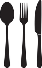 Dining silverware flat icon with spoon, knife and fork