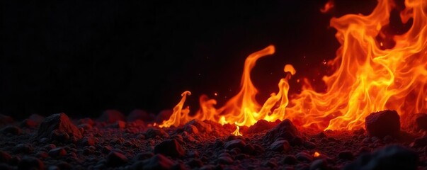 Obraz premium Fiery Embers Glow Against Black Dramatic Fire Texture for Design Projects