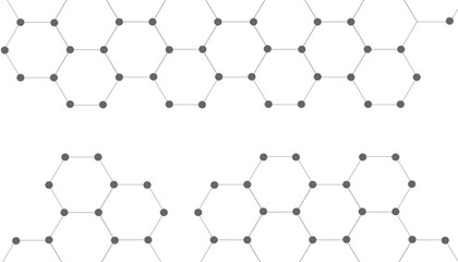 Fototapeta premium Hexagons pattern on gray background. Genetic research, molecular structure. Chemical engineering. Concept of innovation technology. Used for design healthcare, science and medicine background