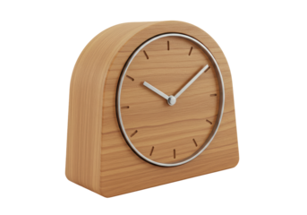 Isolated Minimalist Wooden Table Clock
