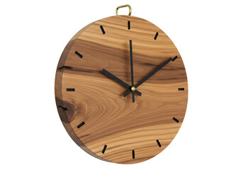 Isolated Wooden Wall Clock with Minimalist Design