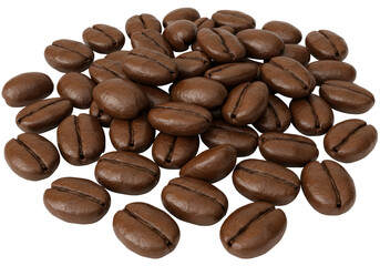 Isolated Pile of Roasted Coffee Beans Aromatic Texture