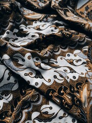 a background pattern featuring motifs commonly found in Javanese batik. The pattern is symmetrical...