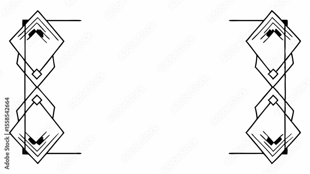 Aufkleber symmetric art deco design with diamond shapes on both sides of a white background art nouveau style 