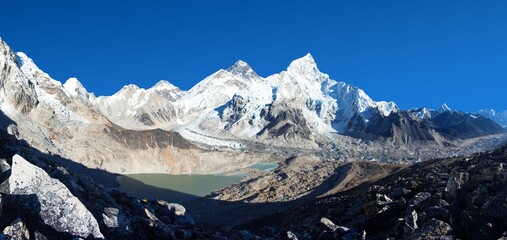 Mount Everest from Kala Patthar with blue sky