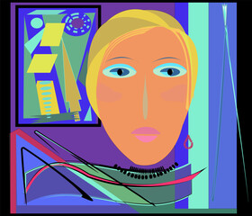 Colorful background, cubism art style,abstract portrait