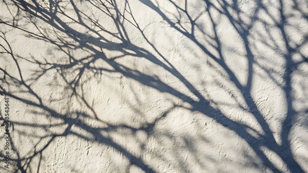 Poster abstract tree branch shadows create a natural pattern on a textured wall