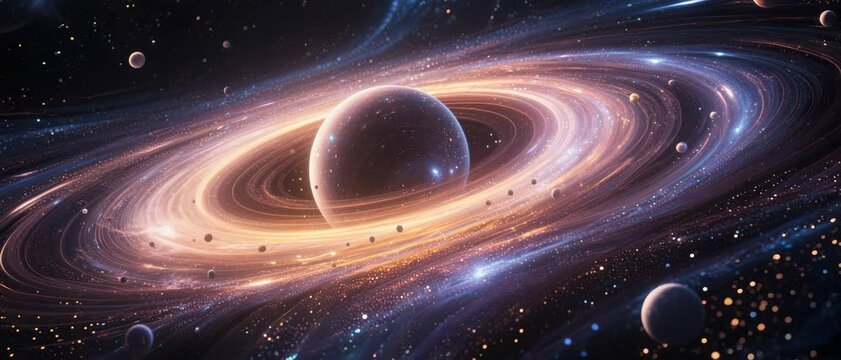 Cosmic Dance A Celestial Planet in a Swirling Nebula