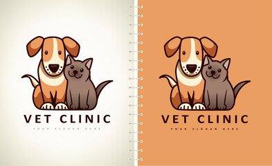 Dog and cat logo. Pet clinic design vector. Nurseries for pets. Pet hotel