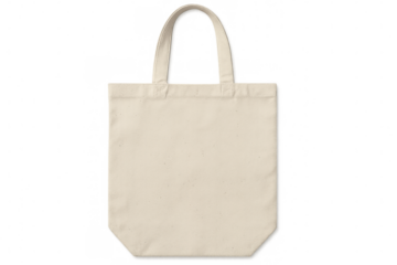 Empty reusable shopping bag mockup isolated on transparent background, eco friendly tote bag for branding and corporate identity