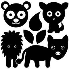 Cute Kawaii and Modern Animal Vector Collection – Flat Icons, Minimal Line Art, Geometric Wildlife, Cartoon Illustrations.