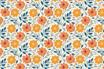 abstract rose and cotton pattern with simple hand drawn line art and repeating texture for textile, pillow cover, and product wrapping


