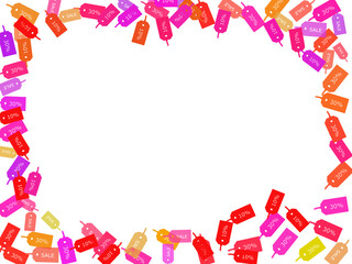 Sale label tags in bright colors on white background