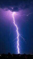 Dramatic Lightning Strikes Dark Stormy Sky High-Resolution Image of Powerful Natures Force, Perfect for Weather, Energy, and Climate Projects.  Intense Detail and Vibrant Colors.