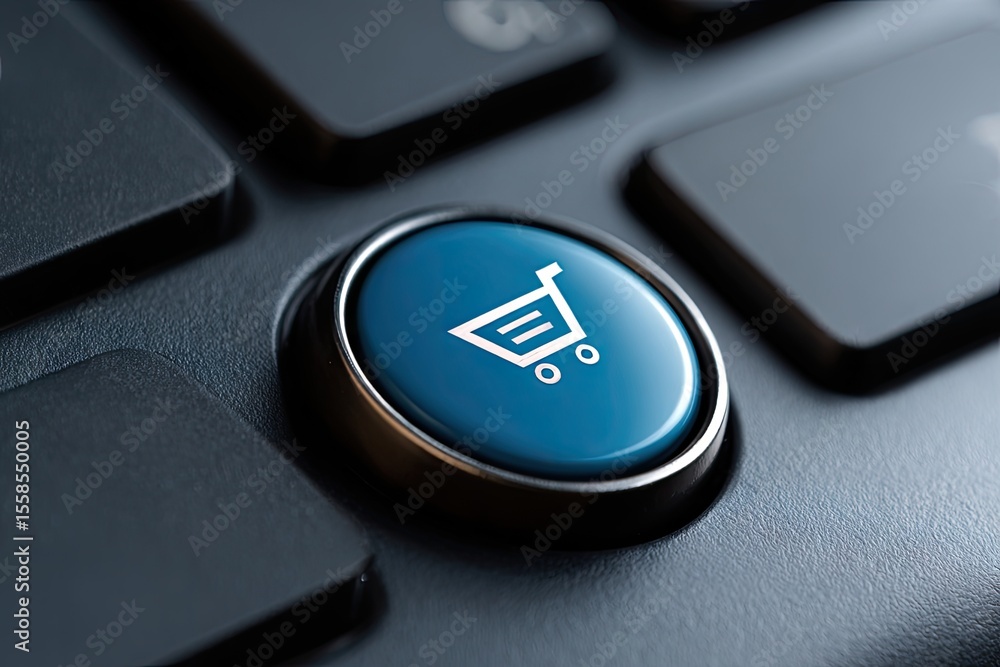 Poster close-up of a shopping cart button on a computer keyboard