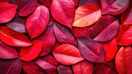 Vibrant Red Leaf Texture: Autumnal Abstract with Rich Tones and Detail